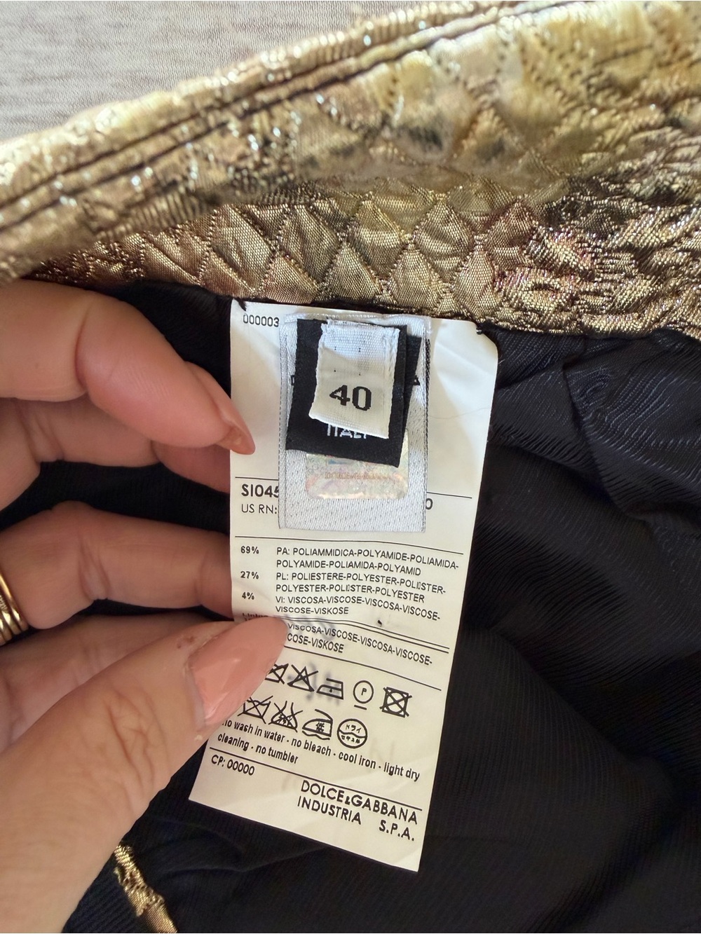 Vintage D&G Dolce & Gabbana Gold Brocade Mini Skirt - Picture 5 of 8